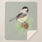 Couverture Sherpa Aquarelle Black Capped Chickadee Bird Faune (Devant)