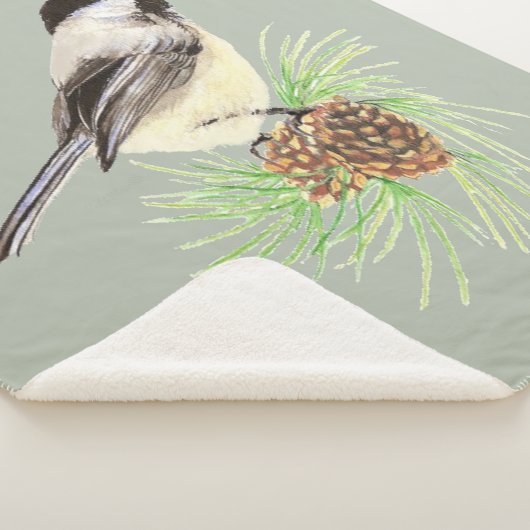 Couverture Sherpa Aquarelle Black Capped Chickadee Bird Faune (3/4)