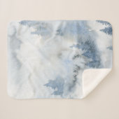 Couverture Sherpa Aquarelle bleu foncé Forêt Abstraite  (Devant (Horizontal))
