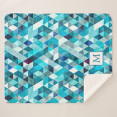Couverture Sherpa Aquarelle bleu moderne Monogramme Motif Abstrait (Devant (Horizontal))