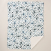 Couverture Sherpa Aquarelle bleue et blanche Carrelage marocain Moti (Devant)