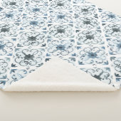 Couverture Sherpa Aquarelle bleue et blanche Carrelage marocain Moti (3/4)