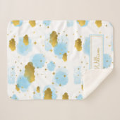 Couverture Sherpa Aquarelle bleue Nuages Gold Stars Sky (Devant (Horizontal))