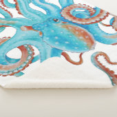 Couverture Sherpa Aquarelle bleue pâle octopique Turquoise (3/4)