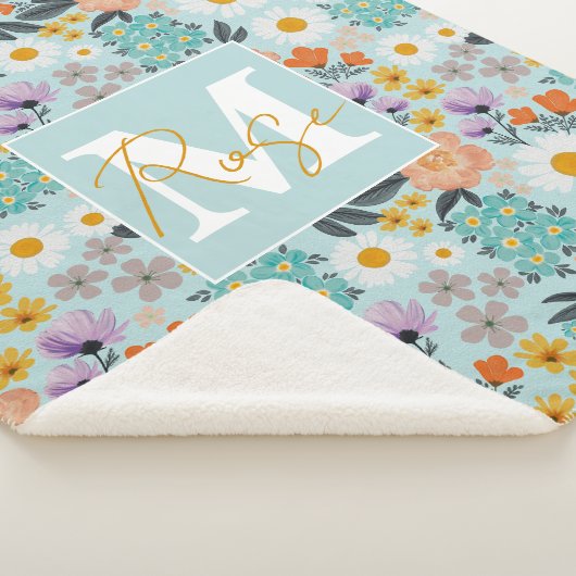 Couverture Sherpa Aquarelle Boho Floral (3/4)