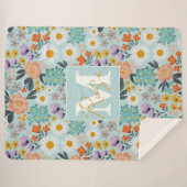 Couverture Sherpa Aquarelle Boho Floral (Devant (Horizontal))