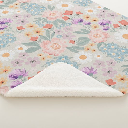 Couverture Sherpa Aquarelle Boho Rose Floral (3/4)