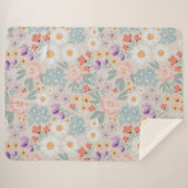 Couverture Sherpa Aquarelle Boho Rose Floral (Devant (Horizontal))