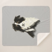 Couverture Sherpa Aquarelle Bordure Collie Chien Animal animal anima (Devant (Horizontal))