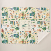 Couverture Sherpa Aquarelle Camping Monogramme Motif illustré (Devant (Horizontal))