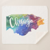 Couverture Sherpa Aquarelle Chicago (Devant (Horizontal))