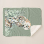 Couverture Sherpa Aquarelle Chouette Oiseau Faune Nature Art (Devant (Horizontal))