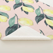 Couverture Sherpa Aquarelle Citrons et Feuilles Motif jaune sans cou (3/4)