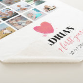 Couverture Sherpa Aquarelle Coeur bébé première année photo Collage (3/4)