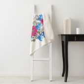 Couverture Sherpa Aquarelle coeur fleuri, arang fleur sauvage lumine (En situation)