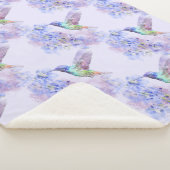 Couverture Sherpa Aquarelle Colibri Jardin Oiseau Mauve (3/4)