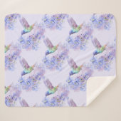 Couverture Sherpa Aquarelle Colibri Jardin Oiseau Mauve (Devant (Horizontal))