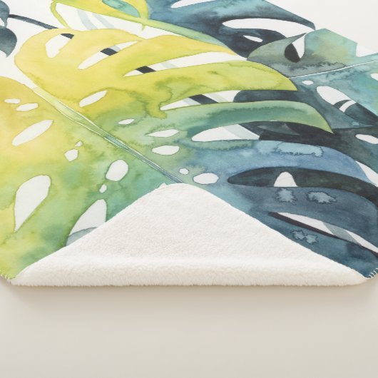 Couverture Sherpa Aquarelle Coucher de soleil Palm Tree Feuilles (3/4)