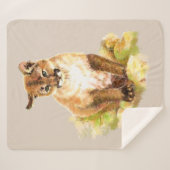 Couverture Sherpa Aquarelle Cougar Kitten Mountain Lion Wildlife (Devant (Horizontal))