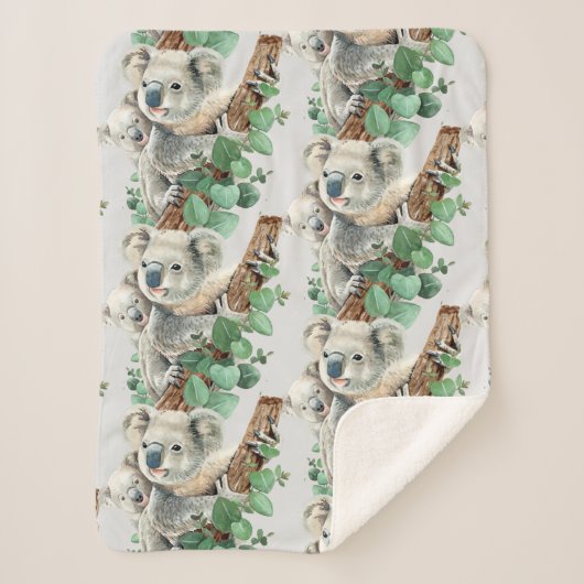 Couverture Sherpa Aquarelle Cute Koala Ours Faune Animal Art (Devant)