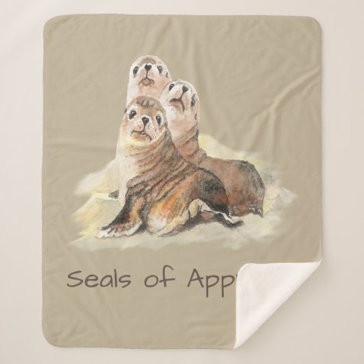 Couverture Sherpa Aquarelle Cute Seals d'approbation Inspiration (Devant)