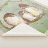 Couverture Sherpa Aquarelle Cute Sparrow Bird Family (3/4)