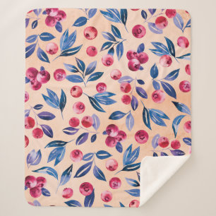 Couverture Sherpa Aquarelle de canneberge : Berries sauvages sans me