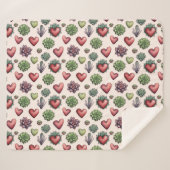 Couverture Sherpa Aquarelle de coeur Succulente Valentines Motif de  (Devant (Horizontal))