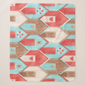Couverture Sherpa Aquarelle de la maison de plage : motif rétro.