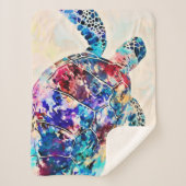 Couverture Sherpa Aquarelle de la tortue de mer d'Hawaï (Devant)