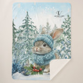 Couverture Sherpa Aquarelle de lapin d'hiver (Devant)