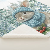 Couverture Sherpa Aquarelle de lapin d'hiver (3/4)
