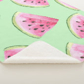 Couverture Sherpa Aquarelle de pastèque, motif d'été sans soudure. (3/4)