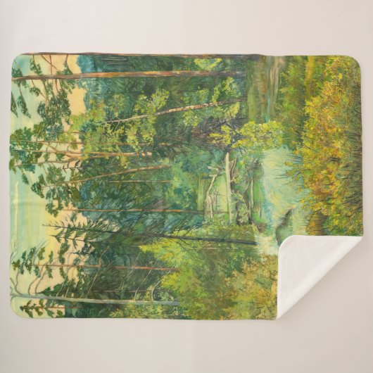 Couverture Sherpa Aquarelle de peinture de forêt (Devant (Horizontal))