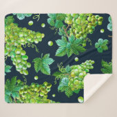 Couverture Sherpa Aquarelle de raisin vert, feuilles sur arrière - p (Devant (Horizontal))