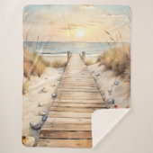 Couverture Sherpa Aquarelle de Sunset Beach Boardwalk (Devant)