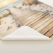 Couverture Sherpa Aquarelle de Sunset Beach Boardwalk (3/4)