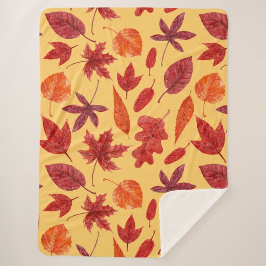 Couverture Sherpa Aquarelle des feuilles rouges (Devant)