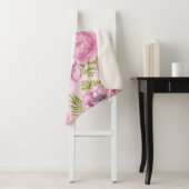 Couverture Sherpa Aquarelle des fleurs de pivoine et d'anémone (En situation)