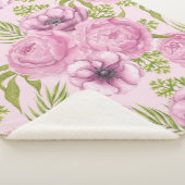 Couverture Sherpa Aquarelle des fleurs de pivoine et d'anémone (3/4)