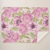 Couverture Sherpa Aquarelle des fleurs de pivoine et d'anémone (Devant (Horizontal))