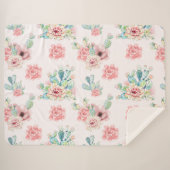 Couverture Sherpa Aquarelle Dessinez À La Main Des Cactus Exotiques  (Devant (Horizontal))