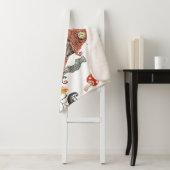 Couverture Sherpa Aquarelle d'Halloween : Haunted House Motif. (En situation)