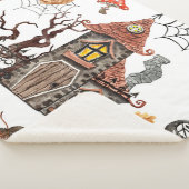 Couverture Sherpa Aquarelle d'Halloween : Haunted House Motif. (3/4)