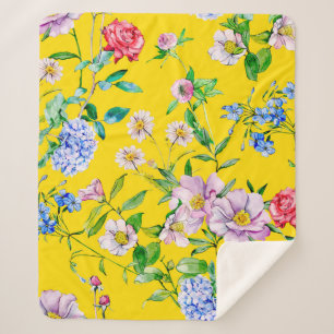 Couverture Sherpa Aquarelle du jardin de fleurs illustration motif
