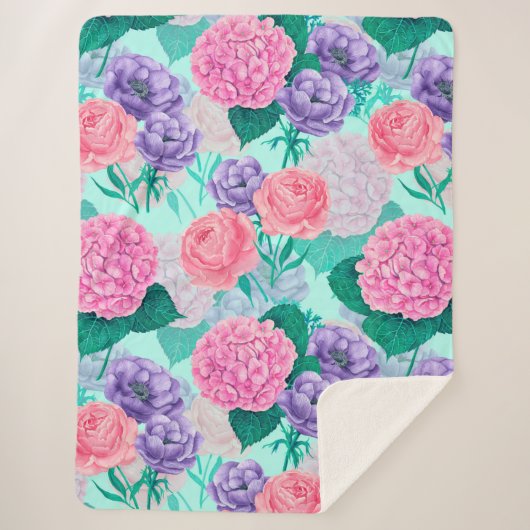 Couverture Sherpa Aquarelle du jardin de printemps 2 (Devant)