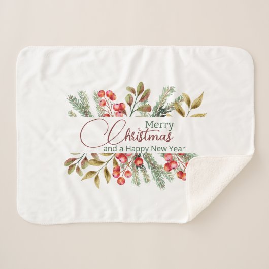 Couverture Sherpa Aquarelle élégante de Noël (Devant (Horizontal))