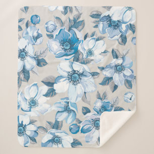 Couverture Sherpa Aquarelle en fleurs de cerisier : Pommier sans cou