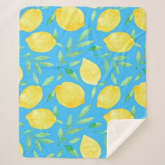 Couverture Sherpa Aquarelle Esquisse Citrons Conception transparente