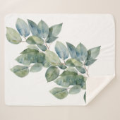 Couverture Sherpa Aquarelle eucalyptus vert doux (Devant (Horizontal))